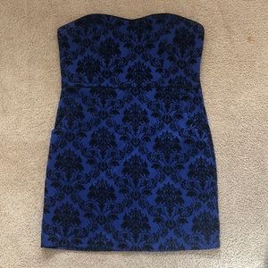 Strapless Royal Blue & Black Dress with Pockets!